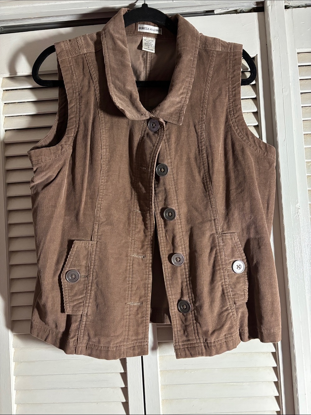 Rebecca Malone Brown Corduroy Button Vest